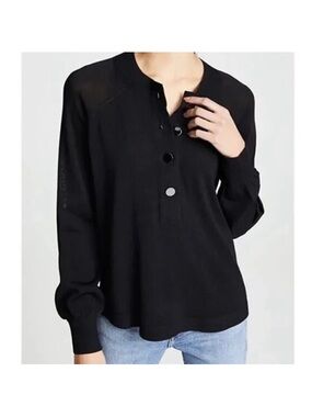 AYR Sundae Black Button Pullover Sweater